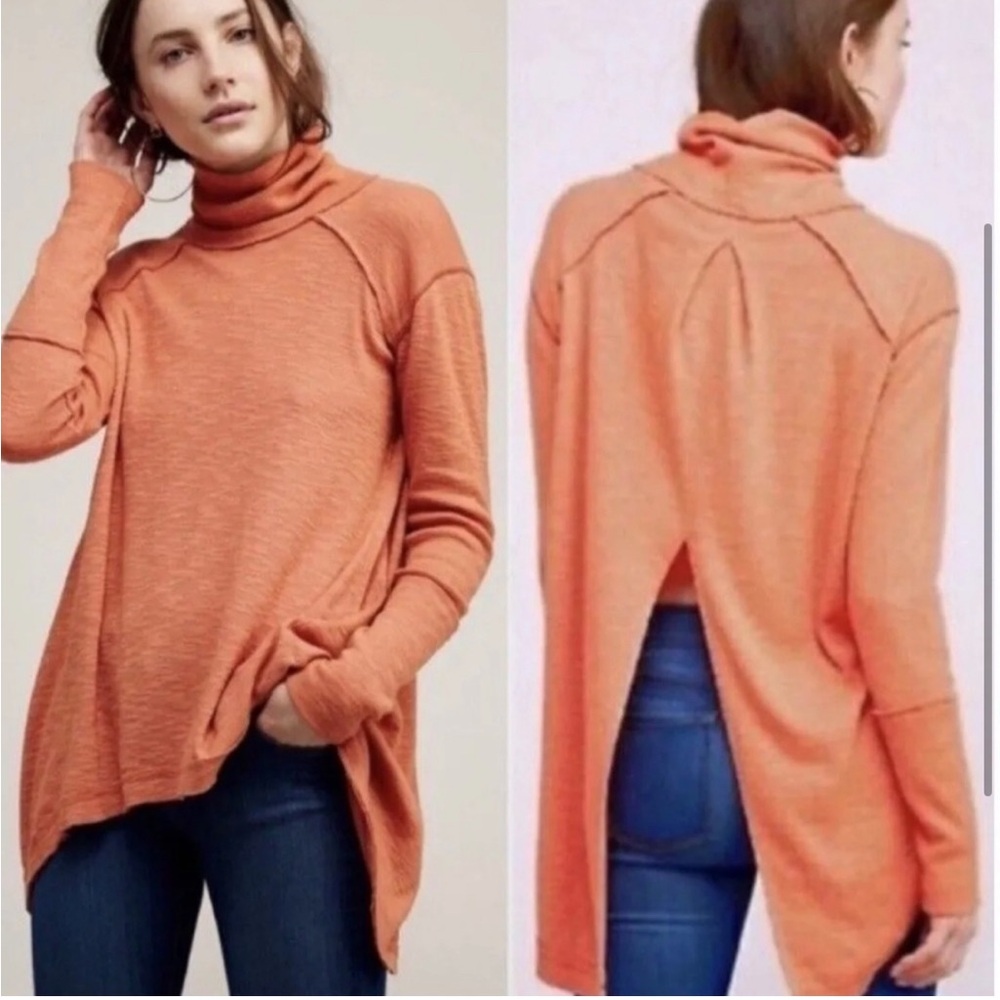 We the Free Split back Turtleneck Burnt Orange M